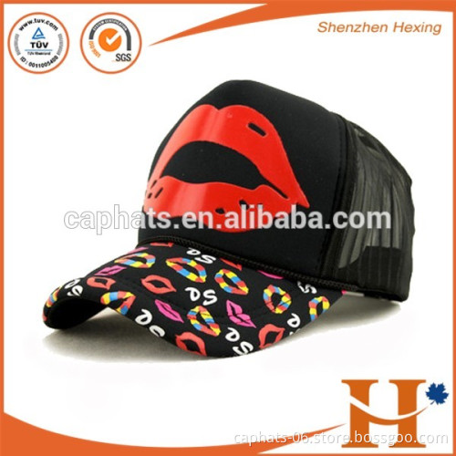 China wholesale digital printing mesh trucker cap red lips sublimation trucker cap foam and mesh cap